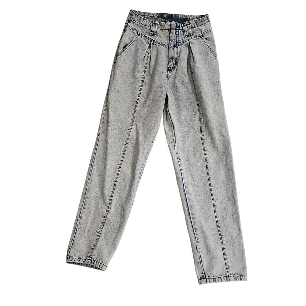 Vintage Jordache Studio High Rise Pleated Acid Wash Mom Jeans Women's 10